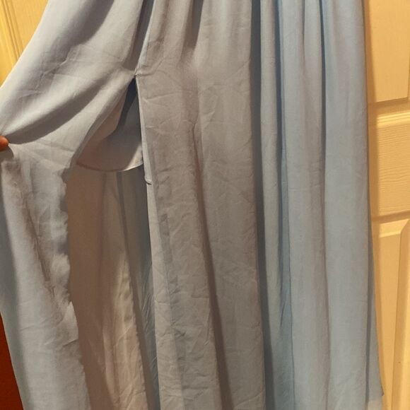 Fame and Partners Powder Blue Halter Ballgown with Split - Picture 9 of 13